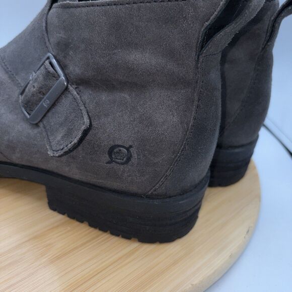 Born Gray Distressed Suede Monk Strap Ankle Boots Men’s US 11 Buckle Shoes Lug - Picture 5 of 10